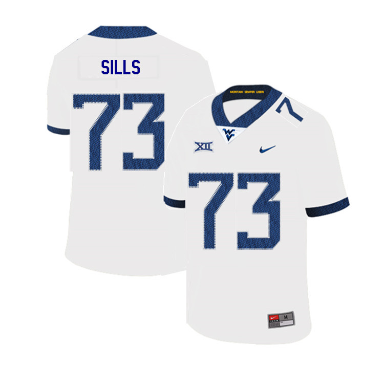 2019 Men #73 Josh Sills West Virginia Mountaineers College Football Jerseys Sale-White - Click Image to Close